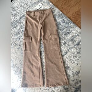 Khaki flair pants with side pockets